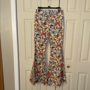 We The Free Colorful Butterfly Flare Pants